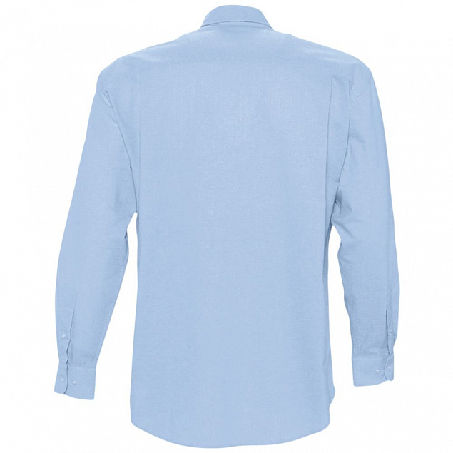 Рубашка мужская с длинным рукавом BOSTON, голубая с логотипом  заказать по выгодной цене в кибермаркете AvroraStore
