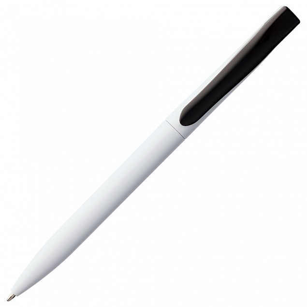 Ручка шариковая Pin, белая с оранжевым с логотипом  заказать по выгодной цене в кибермаркете AvroraStore