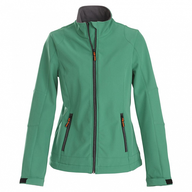 Куртка софтшелл женская TRIAL LADY, зеленая с логотипом  заказать по выгодной цене в кибермаркете AvroraStore