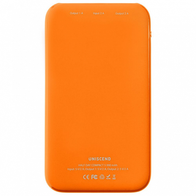 Внешний аккумулятор Uniscend Half Day Compact 5000 мAч, оранжевый с логотипом  заказать по выгодной цене в кибермаркете AvroraStore