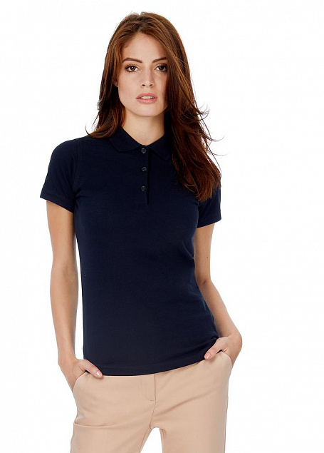 Рубашка поло женская Safran Timeless черная с логотипом  заказать по выгодной цене в кибермаркете AvroraStore