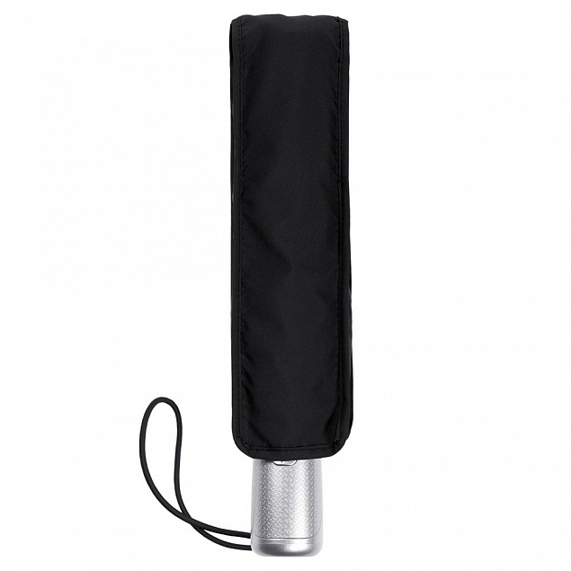 Складной зонт Alu Drop S, 3 сложения, 8 спиц, автомат, черный с логотипом  заказать по выгодной цене в кибермаркете AvroraStore