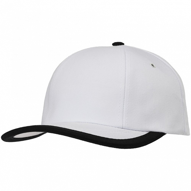 Бейсболка Bizbolka Honor, белая с черным кантом с логотипом  заказать по выгодной цене в кибермаркете AvroraStore