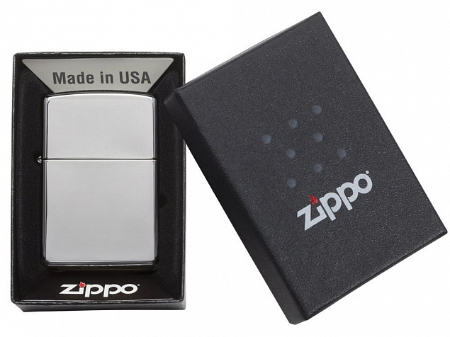 Зажигалка ZIPPO Classic с покрытием High Polish Chrome с логотипом  заказать по выгодной цене в кибермаркете AvroraStore