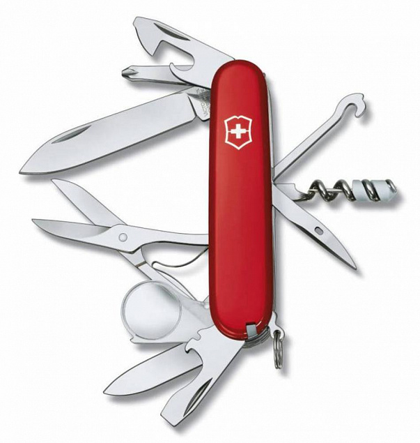 Офицерский нож Explorer 91, красный с логотипом  заказать по выгодной цене в кибермаркете AvroraStore