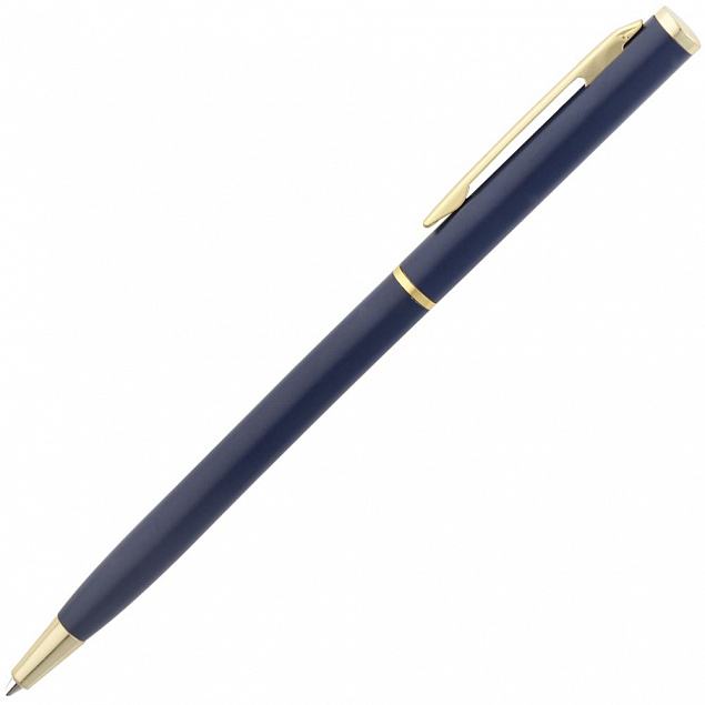 Ручка шариковая Hotel Gold, ver.2, синяя с логотипом  заказать по выгодной цене в кибермаркете AvroraStore