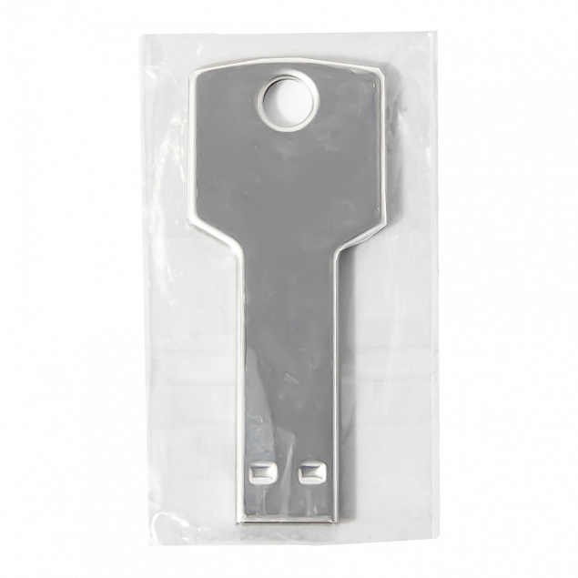 USB flash-карта KEY (16Гб), серебристая, 5,7х2,4х0,3 см, металл с логотипом  заказать по выгодной цене в кибермаркете AvroraStore