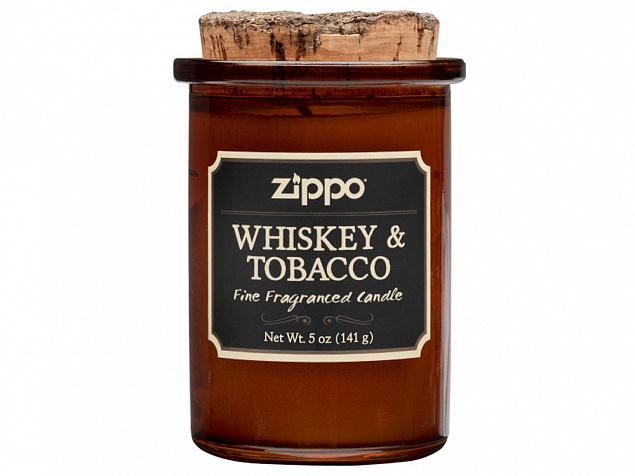 Ароматизированная свеча ZIPPO Whiskey & Tobacco, воск/хлопок/кора древесины/стекло, 70x100 мм с логотипом  заказать по выгодной цене в кибермаркете AvroraStore