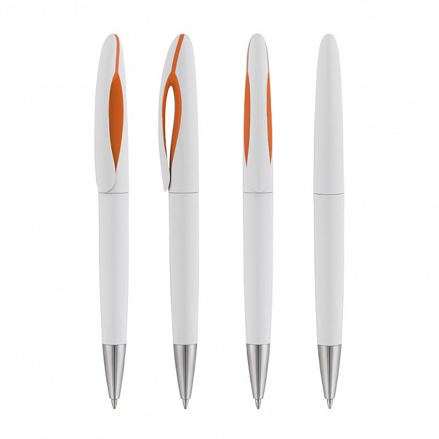 Ручка шариковая "Sophie", белый/оранжевый с логотипом  заказать по выгодной цене в кибермаркете AvroraStore