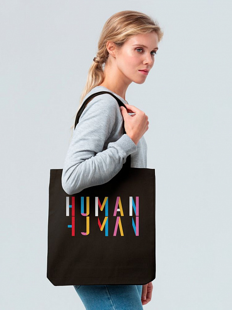 Холщовая сумка Human, черная с логотипом  заказать по выгодной цене в кибермаркете AvroraStore