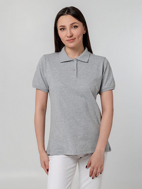 Рубашка поло женская Virma Stretch Lady, серый меланж с логотипом  заказать по выгодной цене в кибермаркете AvroraStore