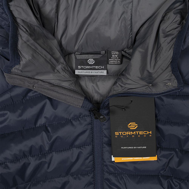 Куртка компактная мужская Stavanger, темно-синяя с логотипом  заказать по выгодной цене в кибермаркете AvroraStore