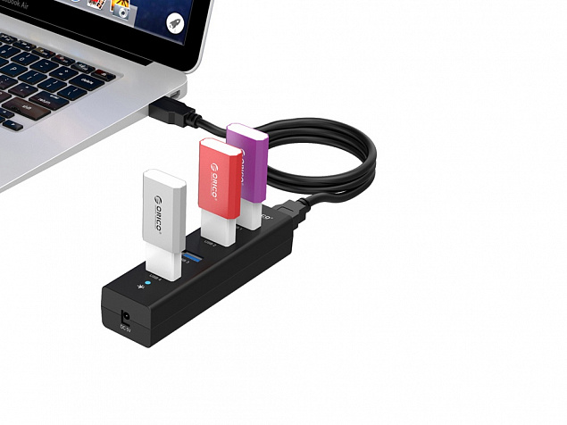 USB-концентратор H4013-U3 с логотипом  заказать по выгодной цене в кибермаркете AvroraStore