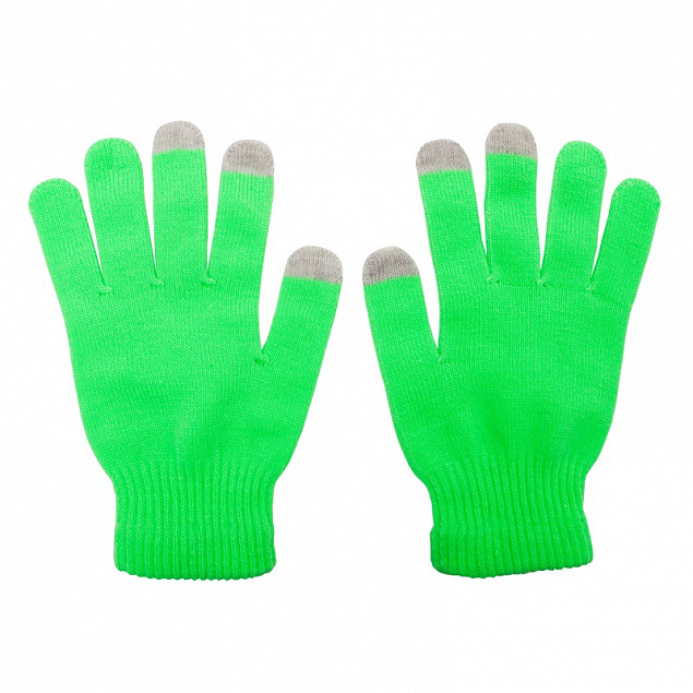 Перчатки для сенсорного экрана, зеленые с логотипом  заказать по выгодной цене в кибермаркете AvroraStore