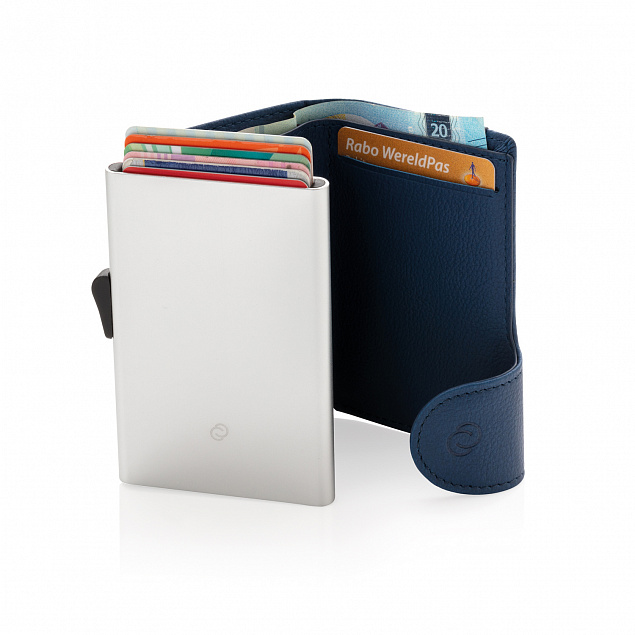 Кошелек с держателем для карт C-Secure RFID, голубой с логотипом  заказать по выгодной цене в кибермаркете AvroraStore