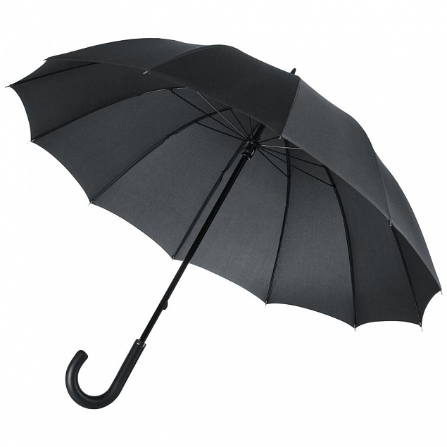 Зонт-трость Lui, черный с логотипом  заказать по выгодной цене в кибермаркете AvroraStore