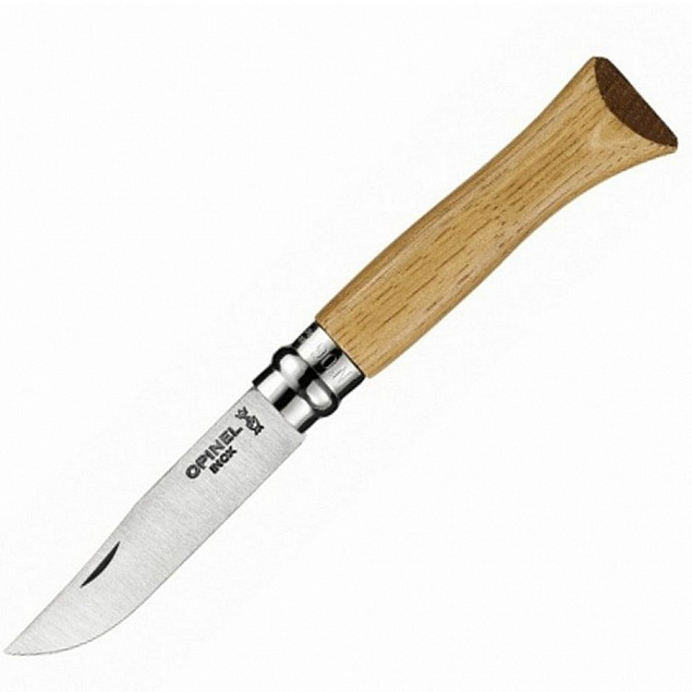 Нож Opinel № 6, дуб с логотипом  заказать по выгодной цене в кибермаркете AvroraStore