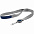 Лента для бейджа с ретрактором Devon, серая с синим с логотипом  заказать по выгодной цене в кибермаркете AvroraStore