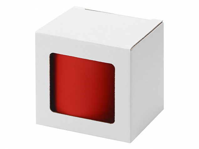 Коробка для кружки с окном, 11,2х9,4х10,7 см., белый с логотипом  заказать по выгодной цене в кибермаркете AvroraStore