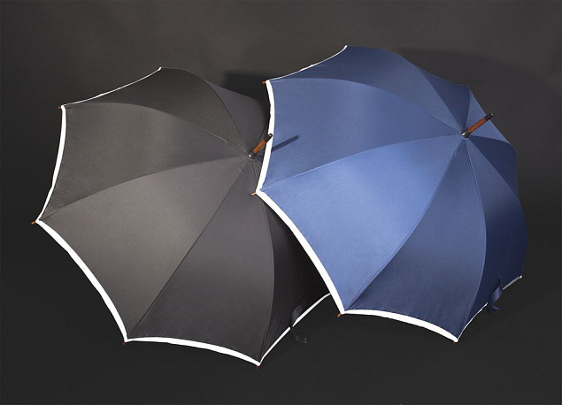 Зонт-трость Unit Reflect, черный с логотипом  заказать по выгодной цене в кибермаркете AvroraStore
