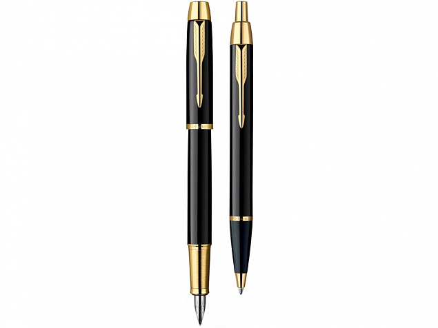 Набор Parker IM Core Black GT: ручка шариковая, ручка перьевая с логотипом  заказать по выгодной цене в кибермаркете AvroraStore