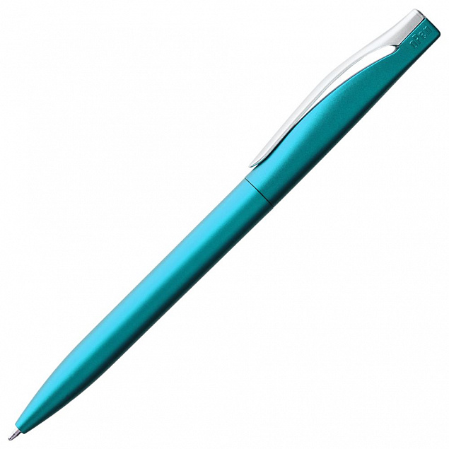 Ручка шариковая Pin Silver, голубая с логотипом  заказать по выгодной цене в кибермаркете AvroraStore