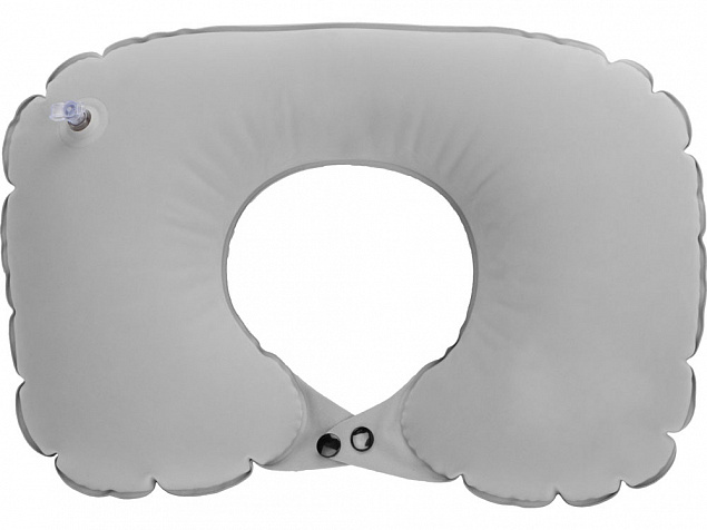 Подушка под шею с помпой Push, серый с логотипом  заказать по выгодной цене в кибермаркете AvroraStore