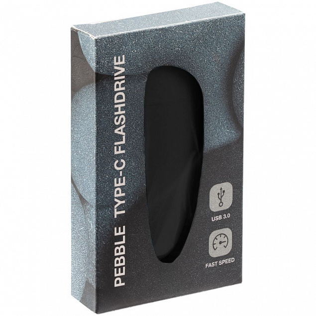 Флешка Pebble Type-C, USB 3.0, черная, 16 Гб с логотипом  заказать по выгодной цене в кибермаркете AvroraStore