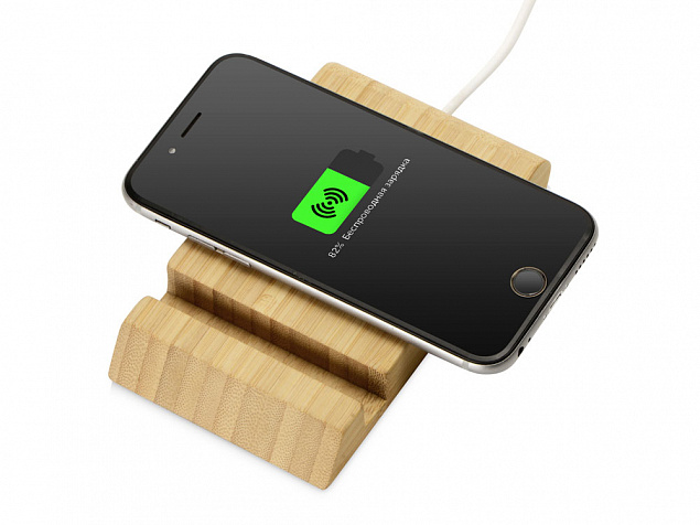 Беспроводное зарядное устройство из бамбука «Jetty», 10 Вт с логотипом  заказать по выгодной цене в кибермаркете AvroraStore