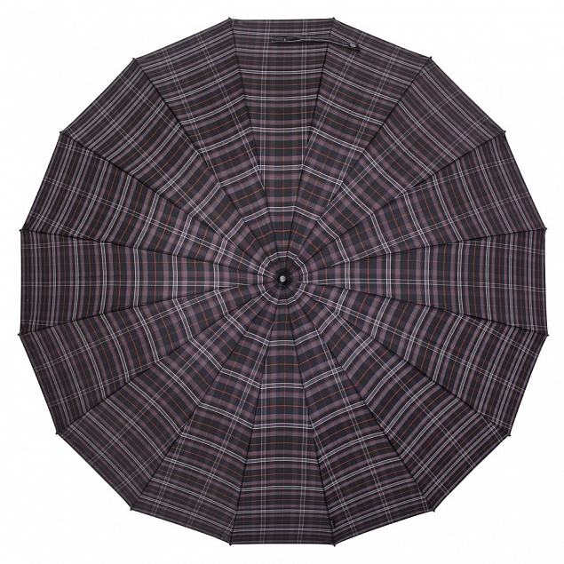 Зонт-трость Big Boss, серый в клетку с логотипом  заказать по выгодной цене в кибермаркете AvroraStore
