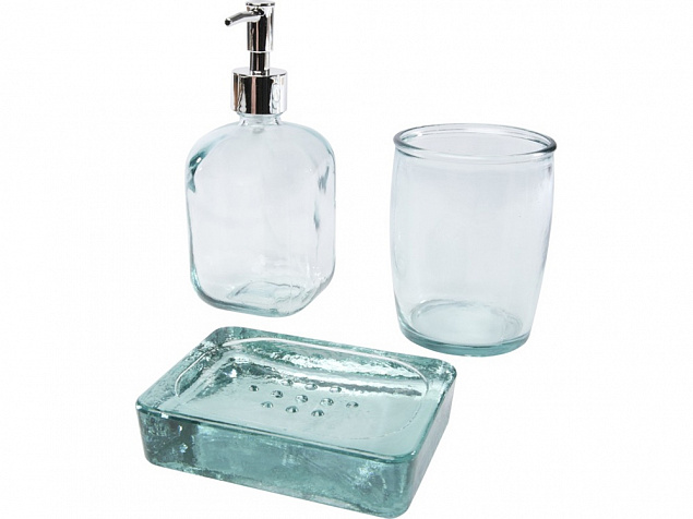 Jabony Набор для ванной, состоящий из 3 предметов из переработанного стекла, прозрачный с логотипом  заказать по выгодной цене в кибермаркете AvroraStore