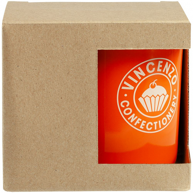Коробка для кружки с окошком, крафт с логотипом  заказать по выгодной цене в кибермаркете AvroraStore