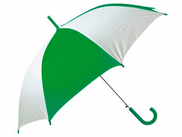 Зонт-трость Тилос, зеленый/белый с логотипом  заказать по выгодной цене в кибермаркете AvroraStore