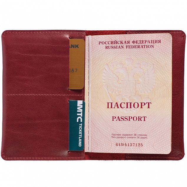 Обложка для паспорта Apache ver.2, темно-красная с логотипом  заказать по выгодной цене в кибермаркете AvroraStore