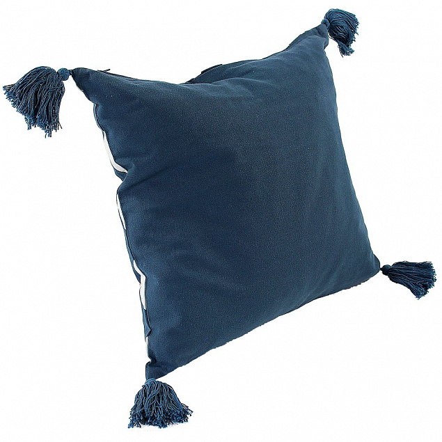 Чехол на подушку Traffic с кистями, серо-синий с логотипом  заказать по выгодной цене в кибермаркете AvroraStore