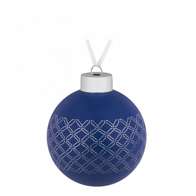 Елочный шар Queen, 8 см, синий с логотипом  заказать по выгодной цене в кибермаркете AvroraStore