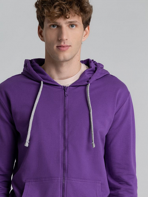 Толстовка с капюшоном на молнии Unit Siverga, фиолетовая с логотипом  заказать по выгодной цене в кибермаркете AvroraStore