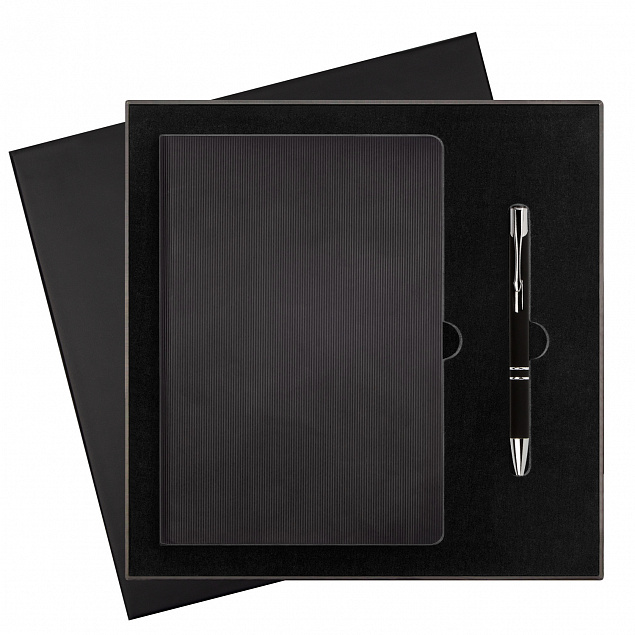 Подарочный набор Portobello/Rain черный (Ежедневник недат А5, Ручка) с логотипом  заказать по выгодной цене в кибермаркете AvroraStore