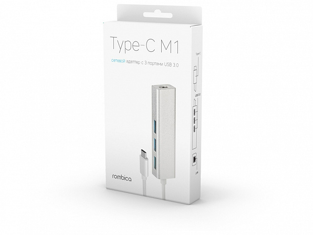 Хаб USB Type-C M1 с логотипом  заказать по выгодной цене в кибермаркете AvroraStore
