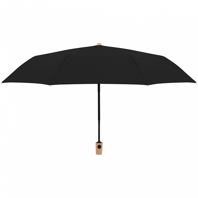 Зонт складной Nature Magic, черный с логотипом  заказать по выгодной цене в кибермаркете AvroraStore