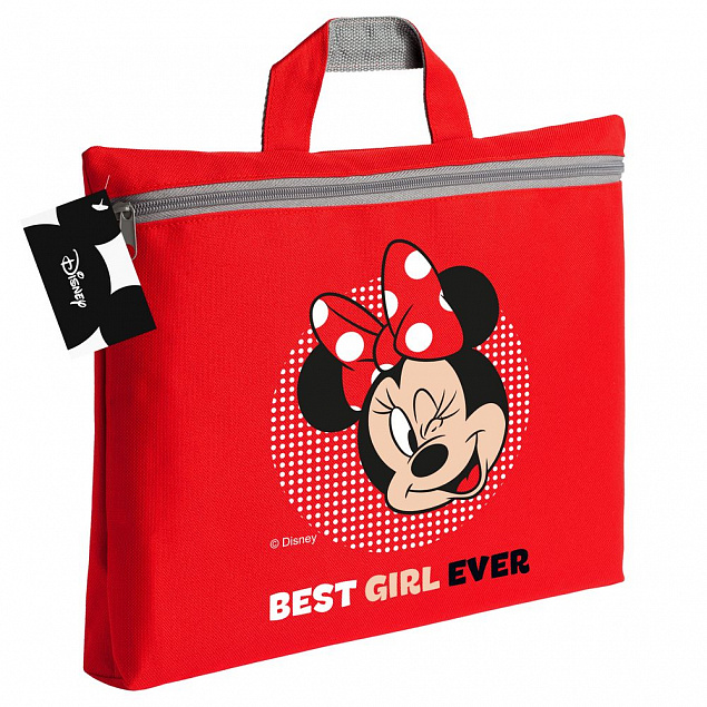 Сумка-папка «Минни Маус. Best Girl Еver», красная с логотипом  заказать по выгодной цене в кибермаркете AvroraStore