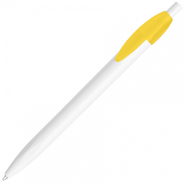 Ручка шариковая X-1 WHITE, белый/желтый непрозрачный клип, пластик с логотипом  заказать по выгодной цене в кибермаркете AvroraStore