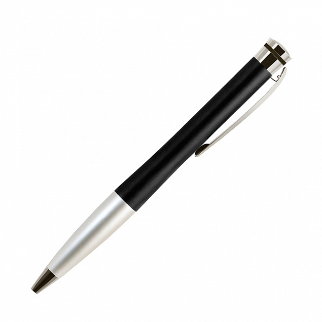 Шариковая ручка Megapolis, черная/серебро с логотипом  заказать по выгодной цене в кибермаркете AvroraStore