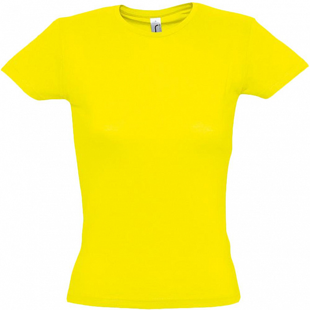 Футболка женская MISS 150, желтая (лимонная) с логотипом  заказать по выгодной цене в кибермаркете AvroraStore