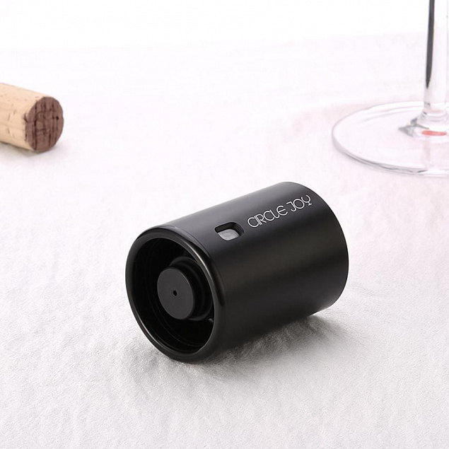 Вакуумная пробка для вина Wine Sealer, черная с логотипом  заказать по выгодной цене в кибермаркете AvroraStore