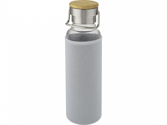 Thor, стеклянная бутылка объемом 660 мл с неопреновым чехлом, серый с логотипом  заказать по выгодной цене в кибермаркете AvroraStore