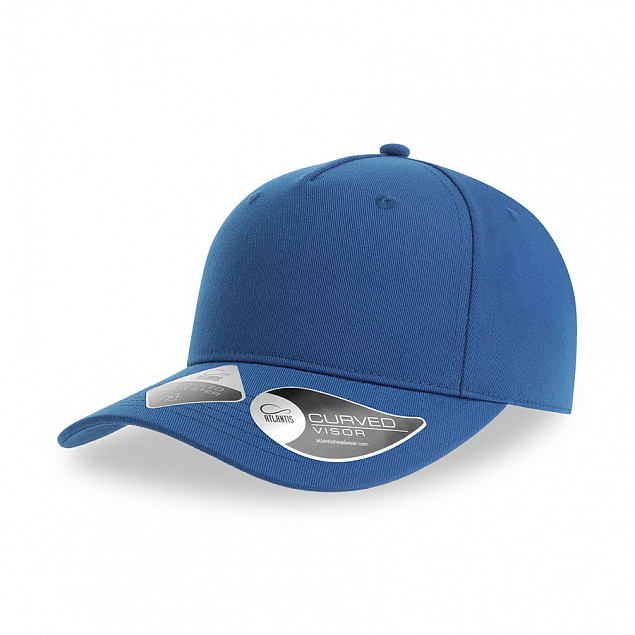 Бейсболка FIJI, 5 клиньев, 100 % переработанный полиэстер, липучка, синий с логотипом  заказать по выгодной цене в кибермаркете AvroraStore