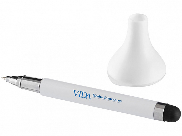 Ручка шариковая со стилусом, белый с логотипом  заказать по выгодной цене в кибермаркете AvroraStore