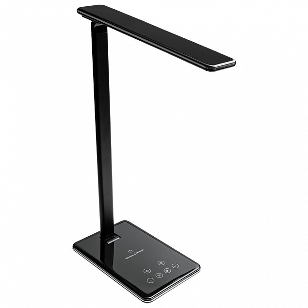 Настольная лампа с беспроводной зарядкой Power Spot, черная с логотипом  заказать по выгодной цене в кибермаркете AvroraStore