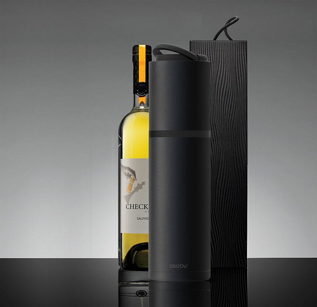 Термофутляр для вина Vin Blanc, черный с логотипом  заказать по выгодной цене в кибермаркете AvroraStore